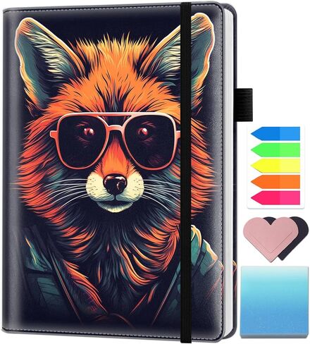 دفتر يوميات مبطن بالجلد مقاس A5، دفتر تنفيذي بغلاف مقوى مكون من 200 صفحة، ورق كتابة سميك مجلة يومية مع إشارات مرجعية/فهارس، إنه جيد أنا بخير كل شيء على ما يرام قطة سوداء مضحكة in Kuwait