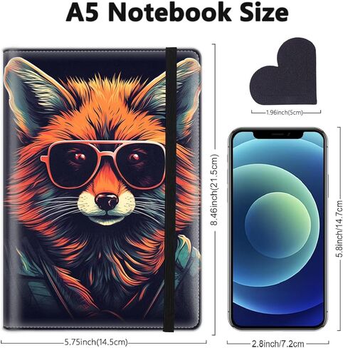 دفتر يوميات مبطن بالجلد مقاس A5، دفتر تنفيذي بغلاف مقوى مكون من 200 صفحة، ورق كتابة سميك مجلة يومية مع إشارات مرجعية/فهارس، إنه جيد أنا بخير كل شيء على ما يرام قطة سوداء مضحكة in Kuwait