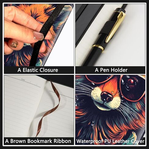 دفتر يوميات مبطن بالجلد مقاس A5، دفتر تنفيذي بغلاف مقوى مكون من 200 صفحة، ورق كتابة سميك مجلة يومية مع إشارات مرجعية/فهارس، إنه جيد أنا بخير كل شيء على ما يرام قطة سوداء مضحكة in Kuwait