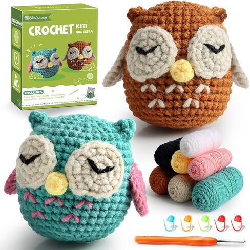 مجموعة Faircosy Amigurumi Crochet للبالغين: مجموعات الكروشيه الحيوانية للأطفال المبتدئين - تعلم كيفية الكروشيه Snial Amigurumi Starter Kit مع مقاطع فيديو تعليمية مفصلة وتعليمات (40٪ + غزل إضافي) in Kuwait
