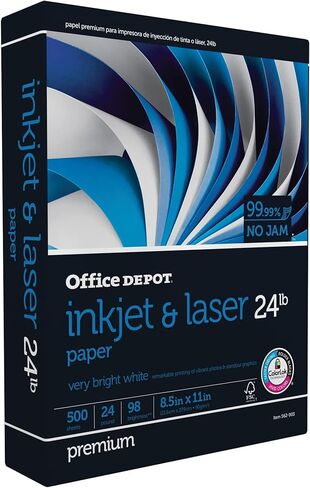 ورق Inkjet Pro من العلامة التجارية Office Depot®، حجم ورق الرسائل، 24 رطلاً، رزمة من 500 ورقة in Saudi Arabia