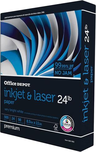 ورق Inkjet Pro من العلامة التجارية Office Depot®، حجم ورق الرسائل، 24 رطلاً، رزمة من 500 ورقة in Saudi Arabia