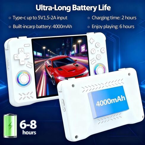 Upgraded XF40H Handheld Game Console,Retro Gaming Console Preloaded with Classic Games,4.0 Inch 4K HD IPS Screen,Portable Pocket Video Gaming with Christmas Card & Gift Box (128Gb White) in Saudi Arabia