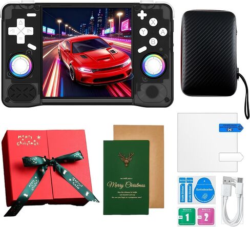 Upgraded XF40H Handheld Game Console,Retro Gaming Console Preloaded with Classic Games,4.0 Inch 4K HD IPS Screen,Portable Pocket Video Gaming with Christmas Card & Gift Box (128Gb White) in Saudi Arabia