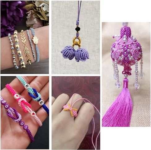 3 Rolls 0.8mm Nylon Chinese Knot Cord Nylon String Beading Thread for Bracelet Jewelry Making Macrame Craft DIY Projects, Pink/Purple/Sliver in Saudi Arabia