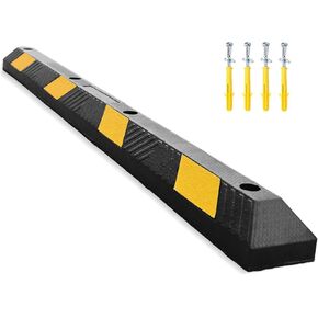 72 Inch Parking Stopper for Garage - Heavy Duty 6-Foot Long Rubber Parking Curb Stop for Car, Driveway, Parking Lot, Home with Yellow Reflective Stripe (1 Pack) in Saudi Arabia