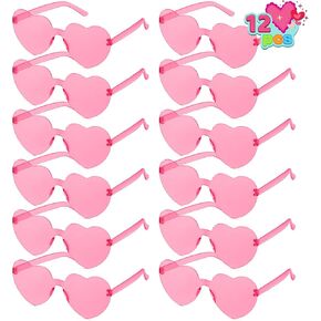 JOYIN Valentine's Day Heart Shape Glasses, Rimless Sunglasses, Stylish and Safe Eyewear in Red and pink, Party Favor, Rainbow Sunglasses Candy Color Rimless Glasses for Women and Girl in Kuwait