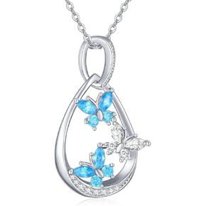 Butterfly Necklace 925 Sterling Silver Butterflies Pendant Necklace Animal Jewelry Gifs for Women Girls (Blue Butterfly) in Saudi Arabia