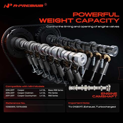 A-Premium Exhaust Engine Camshaft Compatible with Mini R58 Series Cooper 2015-2017, F54 Series Cooper Clubman 2016-2017, R60 Series Cooper Countryman 2017, 1.5L in Saudi Arabia