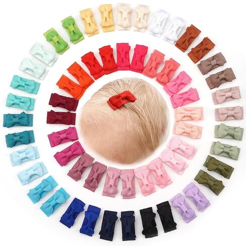 CÉLLOT 40pcs Mini 1.2" Grosgrain Ribbon Snap Clips - Tiny Fine Thin Hair Bows in Pairs for Baby Girls, Toddlers, and Infants | Mini 1.2" Grosgrain Ribbon Snap Clips,in Pairs,Fit for Fine Thin Hair in Saudi Arabia