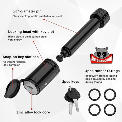 Trailer Hitch Lock - 5/8" Dia Locking Receiver Pin, Fits 2" Receiver Tubes, Class III & IV Hitch Receivers, Anti-Theft Trailer Receiver Lock in Saudi Arabia