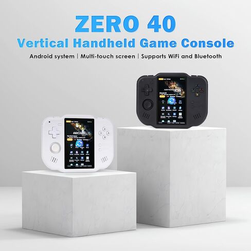 وحدة تحكم ألعاب محمولة باليد MagicX Zero 40 Retro 4.0 بوصة IPS شاشة نظام Linux عصا تحكم مزدوجة مدمجة 64G TF بطاقة محاكي محمول يدعم 4.2G WiFi Bluetooth TV Output (أسود) in Kuwait