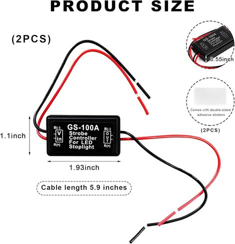 4 PCS Flash Strobe Controller, GS-100A 12-24V Car LED Flasher Module for Brake Light Tail Stop Light, Universal Flashing Strobe Blinking Controller for Car Truck Motorcycle in Saudi Arabia