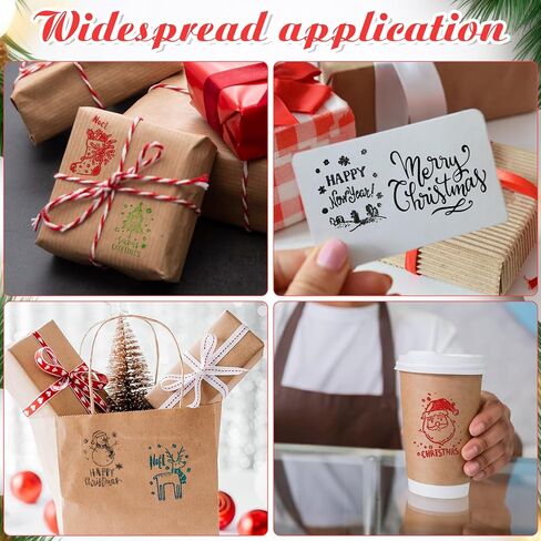 Feifeiya 16 Pcs Merry Christmas Rubber Stamp for Crafting with Craft Ink Pad Set - 10 Wooden Christmas Stamps and 6 Color Ink Pad for Cards Making Xmas Party Gift Decor Scrapbooking in Saudi Arabia