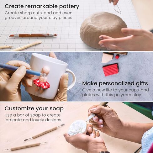 Arteza Pottery & Polymer Clay Tools, 42-Piece Sculpting Set, Steel Tip Tools with Wooden Handles, for Pottery Modeling, Smoothing, Carving & Ceramics in Saudi Arabia