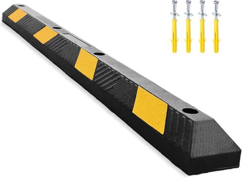 72 Inch Parking Stopper for Garage - Heavy Duty 6-Foot Long Rubber Parking Curb Stop for Car, Driveway, Parking Lot, Home with Yellow Reflective Stripe (1 Pack) in Saudi Arabia