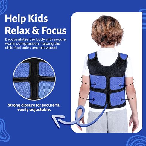 Sensory Compression Vest, Weighted vest, Calming Vest for Kids with ADHD, Weighted Jacket for Anxiety, Highly Adjustable, From Elementary to Highschool, Keeps safe and Secure Feeling For Your Child. in Saudi Arabia