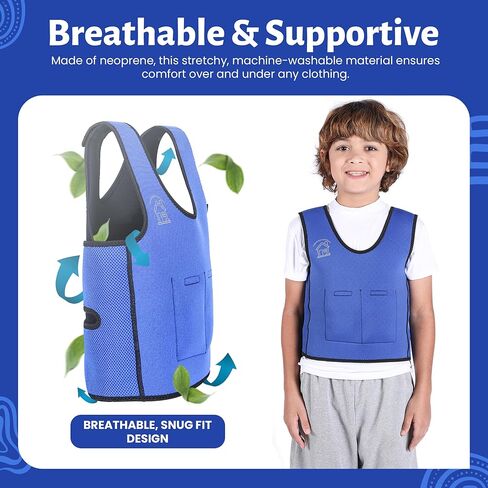 Sensory Compression Vest, Weighted vest, Calming Vest for Kids with ADHD, Weighted Jacket for Anxiety, Highly Adjustable, From Elementary to Highschool, Keeps safe and Secure Feeling For Your Child. in Saudi Arabia