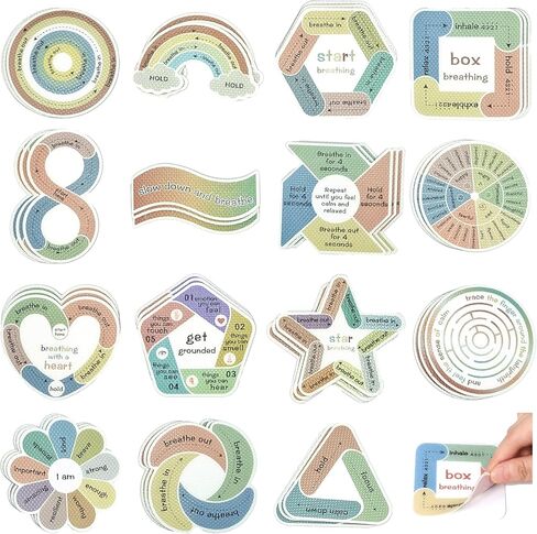 Sensory Stickers for Anxiety Relief, 45 Pieces, Waterproof Boho Design, Textured Fidget Stickers for Adults, Classroom Supplies in Saudi Arabia
