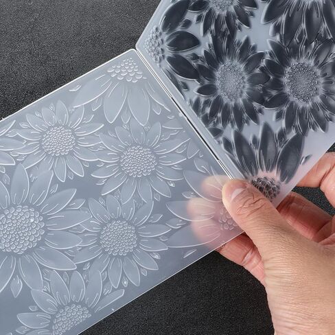 ElevateTech 3D Plastic Embossing Folder Template Stereoscopic Sunflower Texture Embossing Folders for Card Making DIY Scrapbooking Paper Crafting Handmade Crafts Scrapbooking Arts Supplies in Saudi Arabia