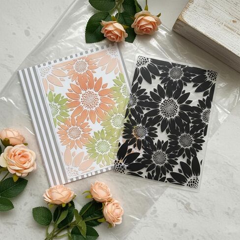 ElevateTech 3D Plastic Embossing Folder Template Stereoscopic Sunflower Texture Embossing Folders for Card Making DIY Scrapbooking Paper Crafting Handmade Crafts Scrapbooking Arts Supplies in Saudi Arabia