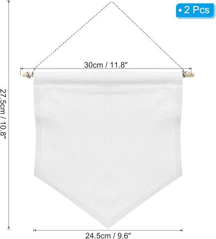 PATIKIL Enamel Pin Display Banner, 2 Pack 11"x10" Canvas Blank Holder Board Wall Hanging for Trading Badge Flag Collection Organizer Book Collector Case Pennant Felt Bag Box, White in Saudi Arabia