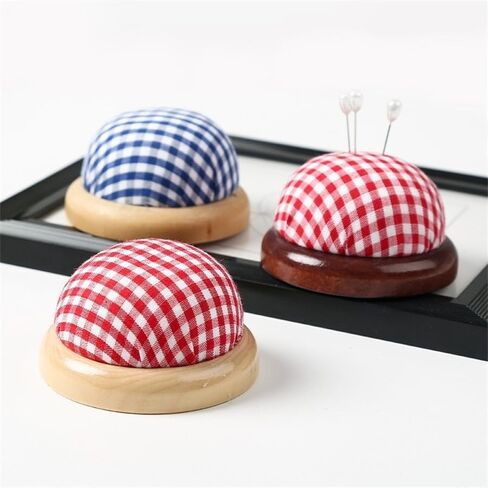 1PC Checkered Cloth Needle Bag and Cross Stitch Needle Ball for DIY Hand Sewing, Red in Saudi Arabia