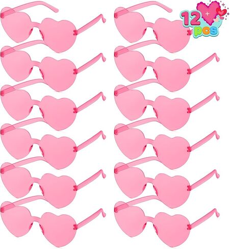 JOYIN 6 Packs Valentine's Day Heart Shape Rimless Sunglasses, Classroom Exchange Gift for Kids, Classroom and Holiday Reward Prizes, Stylish and Safe Eyewear in Red and pink, Kids' Party Favor in Saudi Arabia
