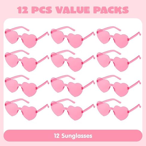 JOYIN 6 Packs Valentine's Day Heart Shape Rimless Sunglasses, Classroom Exchange Gift for Kids, Classroom and Holiday Reward Prizes, Stylish and Safe Eyewear in Red and pink, Kids' Party Favor in Saudi Arabia