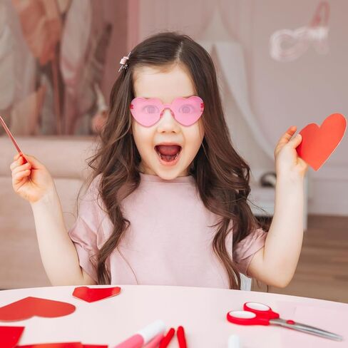 JOYIN 6 Packs Valentine's Day Heart Shape Rimless Sunglasses, Classroom Exchange Gift for Kids, Classroom and Holiday Reward Prizes, Stylish and Safe Eyewear in Red and pink, Kids' Party Favor in Saudi Arabia