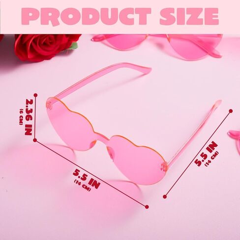 JOYIN 6 Packs Valentine's Day Heart Shape Rimless Sunglasses, Classroom Exchange Gift for Kids, Classroom and Holiday Reward Prizes, Stylish and Safe Eyewear in Red and pink, Kids' Party Favor in Saudi Arabia