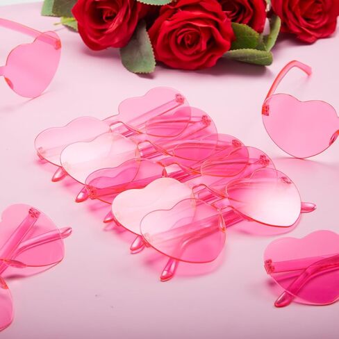 JOYIN 6 Packs Valentine's Day Heart Shape Rimless Sunglasses, Classroom Exchange Gift for Kids, Classroom and Holiday Reward Prizes, Stylish and Safe Eyewear in Red and pink, Kids' Party Favor in Saudi Arabia