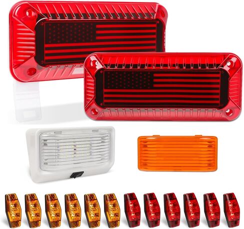 RV Tail Lights 2PCS 72 LED Trailer Lights Kit with License Plate Light - Super Bright Red Stop Brake Turn Signal Lights, Waterproof Taillights Surface Mount for Camper, Van, Utility Trailer in Saudi Arabia