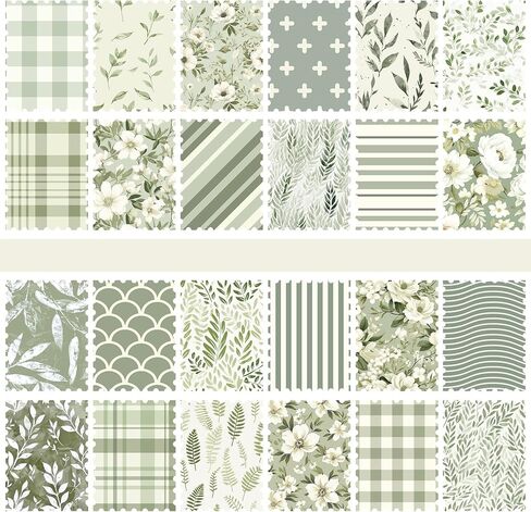 Whaline 24 Sheets Greenery Pattern Paper Green Leaves Floral Plaid Stripe Scrapbook Specialty Paper Double Sided for DIY Crafts Card Making Photo Album Decor, 6 x 6 Inch in Saudi Arabia