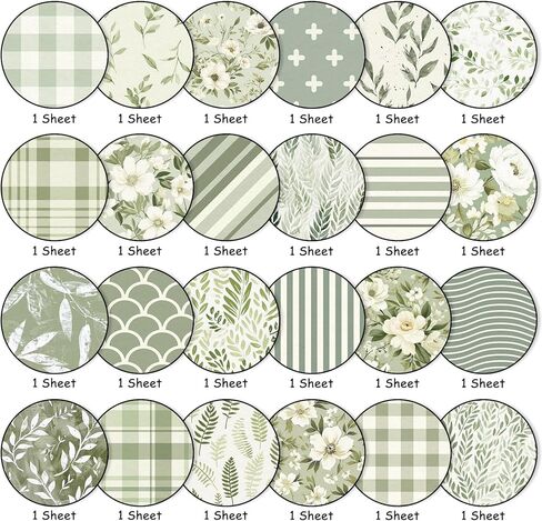 Whaline 24 Sheets Greenery Pattern Paper Green Leaves Floral Plaid Stripe Scrapbook Specialty Paper Double Sided for DIY Crafts Card Making Photo Album Decor, 6 x 6 Inch in Saudi Arabia