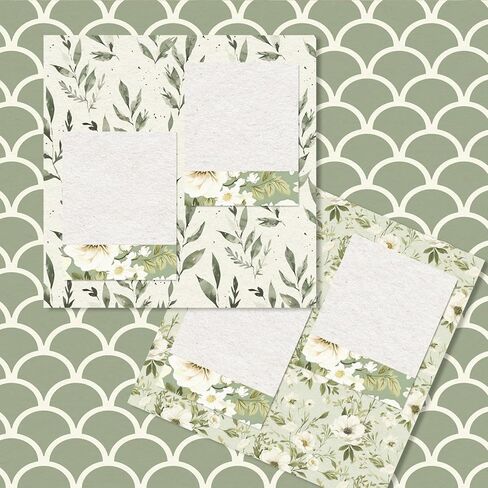 Whaline 24 Sheets Greenery Pattern Paper Green Leaves Floral Plaid Stripe Scrapbook Specialty Paper Double Sided for DIY Crafts Card Making Photo Album Decor, 6 x 6 Inch in Saudi Arabia