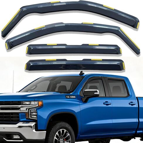 Extra Durable in-Channel Rain Guards Window Visors for Silverado/Sierra 2500HD/3500HD 2020-2025 Crew Cab Window Deflectors Vent Sun Shades Dark Smoke 4 Pieces in Saudi Arabia