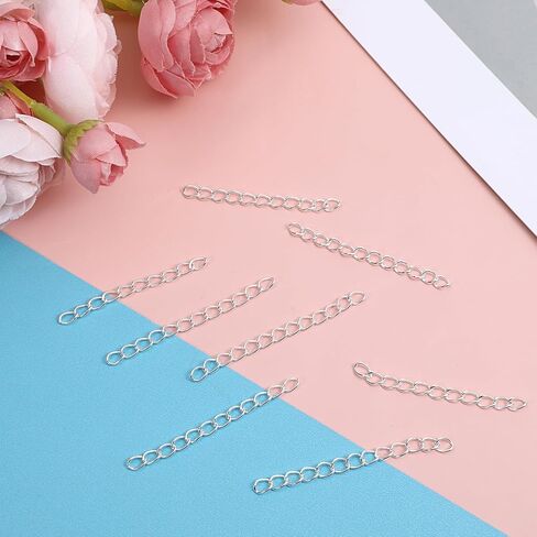 200Pcs Silver Chains Extender for Jewelry Making Necklace Bracelet, Removable Stainless Steel Tail Chain for DIY Key Chain Anklets in Kuwait