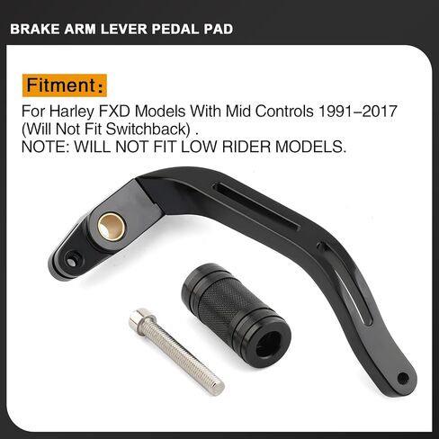 Mid Controls Brake Lever Arm Pedal Peg for Harley 1991-2017 Dyna FXD Super Glide Fat Bob Street Bob Wide Glide with Mid-Control (Black, Knurled Style) in Saudi Arabia