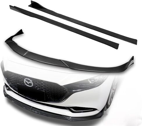 9pcs Combo Front Bumper Body Kit Lip + Side Skirt Extensions Diffuser Compatible with Mazda 3 2019-2023 Sedan Only 2020 2021 2022 (Painted Carbon) in Saudi Arabia
