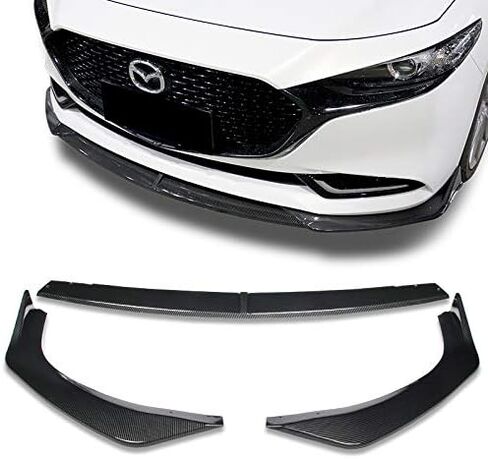 9pcs Combo Front Bumper Body Kit Lip + Side Skirt Extensions Diffuser Compatible with Mazda 3 2019-2023 Sedan Only 2020 2021 2022 (Painted Carbon) in Saudi Arabia
