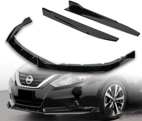 5pcs Combo Front Bumper Body Kit Lip + Side Skirt Extensions Diffuser Compatible with 2016-2018 Nissan Altima Sedan/4DR 2017 (Painted Black) in Saudi Arabia