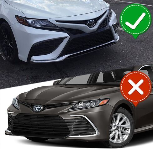 Q1-TECH, 5-Piece Front Bumper Lip + Side Skirt Rocker Winglet Canard Diffuser Wing Compatible with 2021-2023 Toyota Camry SE XSE Model Only, Front Lip Air Chin Spoiler Splitter (Painted Black) in Saudi Arabia