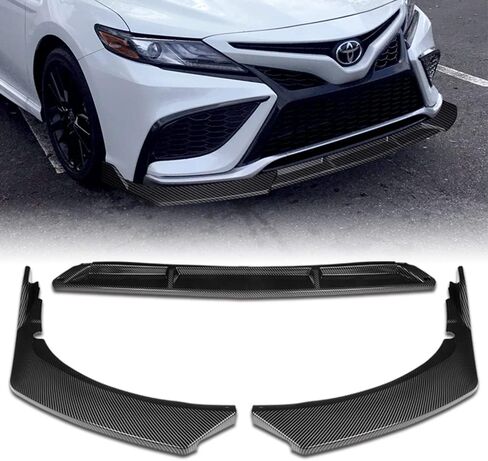 Q1-TECH, 5-Piece Front Bumper Lip + Side Skirt Rocker Winglet Canard Diffuser Wing Compatible with 2021-2023 Toyota Camry SE XSE Model Only, Front Lip Air Chin Spoiler Splitter (Painted Black) in Saudi Arabia