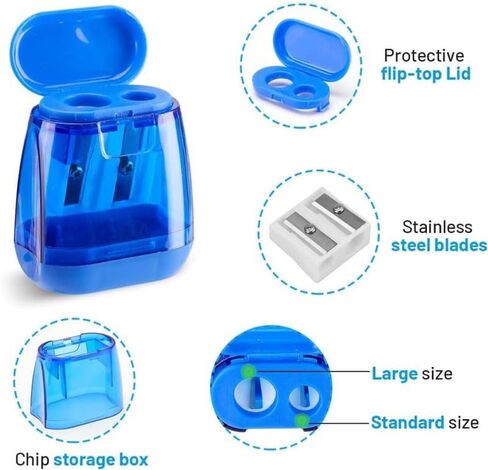 Pencil Sharpener, 4PCS Dual Holes Pencil Sharpeners Manual with Lid, Colored Pencil Sharpener, Portable Use School Classroom Home Office Supplies in Saudi Arabia