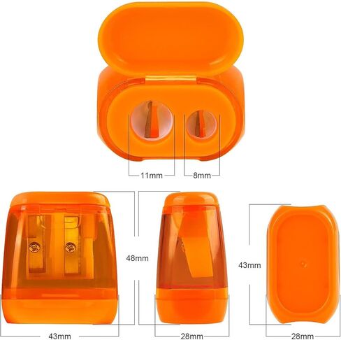 Pencil Sharpener, 4PCS Dual Holes Pencil Sharpeners Manual with Lid, Colored Pencil Sharpener, Portable Use School Classroom Home Office Supplies in Saudi Arabia