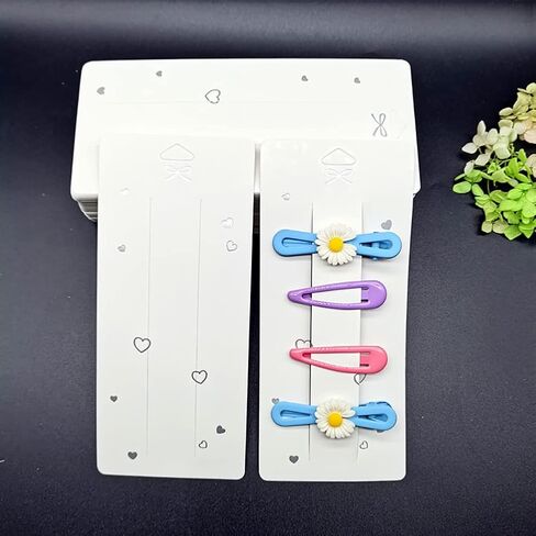 100 Pcs Hair Clip Display Cards Hair Bow Holder Cards Rectangular Paper Cardboard for Hair Accessories Display and Organizing in Saudi Arabia