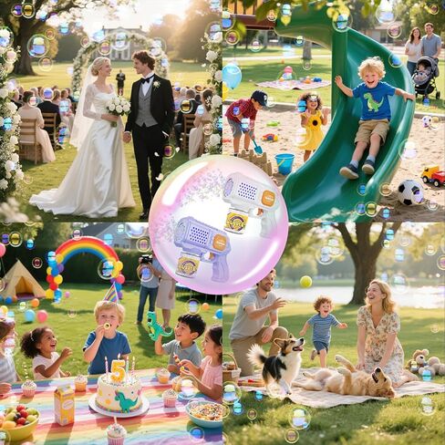 بنامالار 2 عبوة من مسدسات الفقاعات للأطفال، مسدس آلي للفقاعات 10000+ فقاعات/الدقيقة، ألعاب صانع الفقاعات 10 فتحات مع محلول/ضوء للأولاد والبنات وحفلات الزفاف في الهواء الطلق، أرجواني + أبيض in Kuwait