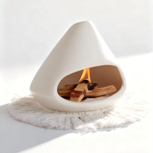 AKAGUIES Palo Santo Holder Burner,Modern Mini Chiminea for Palo Santo Sticks and Sage Burner,with Handmade Heat Insulated Mat.Perfect for Yoga, Meditation, Aromatherapy. in Saudi Arabia