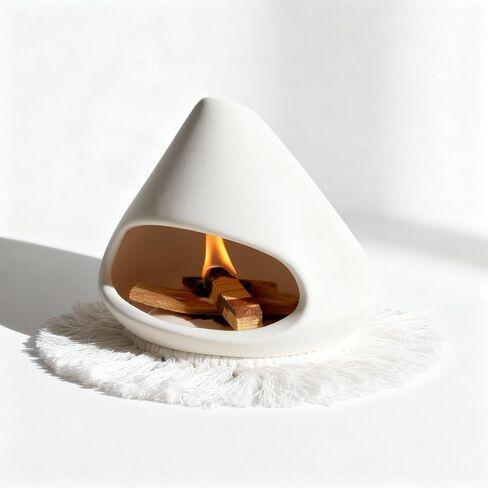 AKAGUIES Palo Santo Holder Burner,Modern Mini Chiminea for Palo Santo Sticks and Sage Burner,with Handmade Heat Insulated Mat.Perfect for Yoga, Meditation, Aromatherapy. in Saudi Arabia
